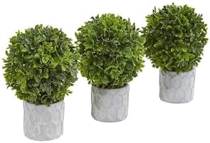Nearly Natural 9in Boxwood Artificial Mini Topiary Set of 3