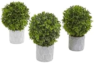 Nearly Natural 9in Boxwood Artificial Mini Topiary Set of 3