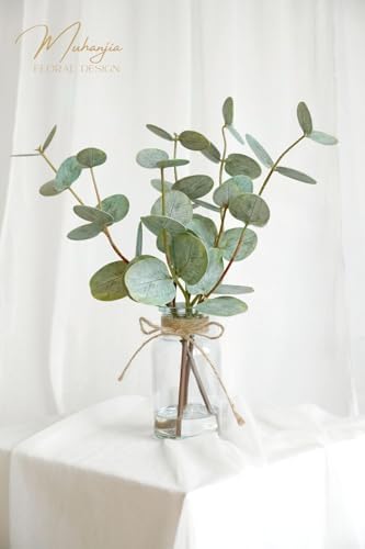 Artificial Eucalyptus Stems in Glass Vase with Faux Water 3Pcs
