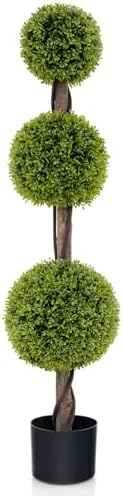 GOFLAME Artificial Topiary Tree 4FT Cement-Filled Pot