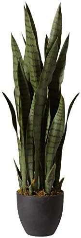 Nearly Natural Green 35in Sansevieria with Black Planter