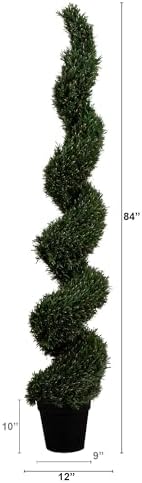 Nearly Natural 7ft UV Resistant Artificial Rosemary Spiral Topiary Tree