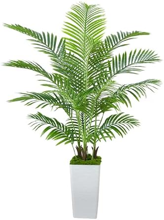 White Tall Planter Artificial Palm Tree with Artificial Silk Leaves