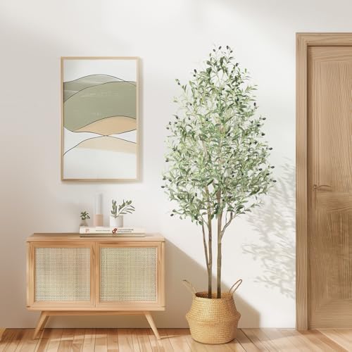6ft Artificial Olive Tree with Natural Wood Trunk and Lifelike Fruits