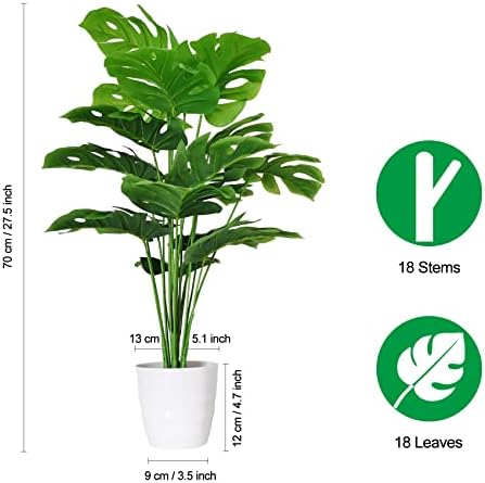 SAJANDAS 2-Piece Artificial Monstera Deliciosa Plants Set