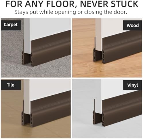 Door Draft Stopper with Adhesive Backing 39 Inches Brown