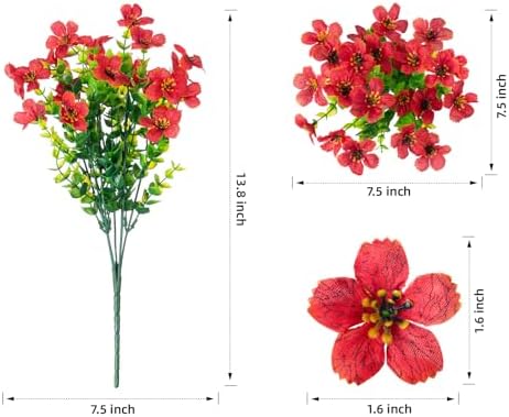 Artificial Flowers with Eucalyptus Leaves 12 Bundles Red