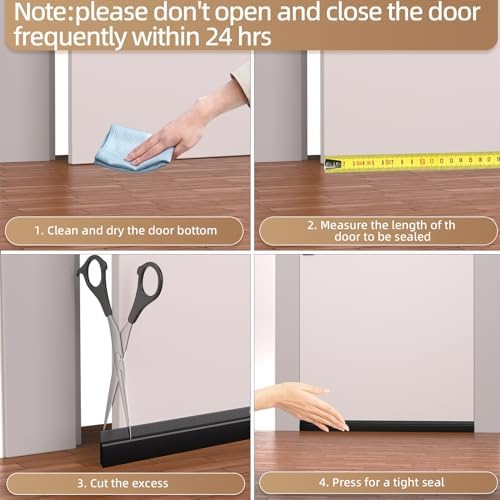 KNEELISA 78 Inch Black Door Draft Stopper Soundproof Seal Strip