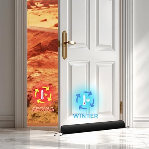 Sunolga 38 Inch Door Draft Stopper with Removable Cover Black