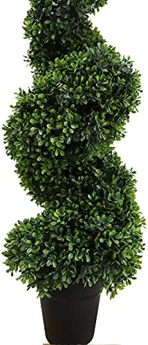 35 Inch Outdoor Boxwood Spiral Faux Topiary Trees Set of 2