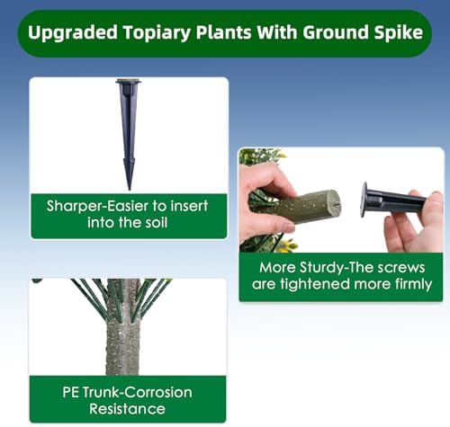 256 Inch Artificial Topiary Ball Tree Set of 2 with Ground Spike