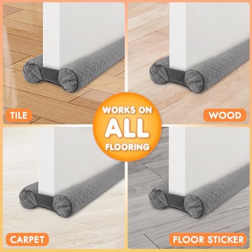 Premium Velvet Under Door Draft Stopper 30-36 Inch Adjustable