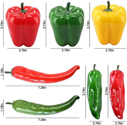 VIOKKO 10Pcs Artificial Bell Peppers and Chili Peppers Set