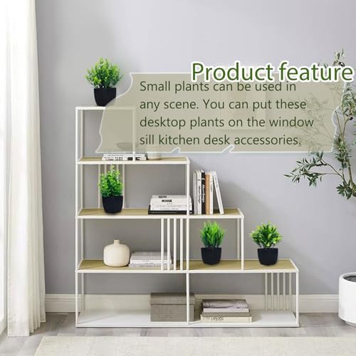 GREENTIME 4 Pack Artificial Eucalyptus Plants in Black Pots