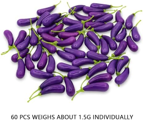 60 PCS Fake Eggplant Mini Artificial Vegetables Decor