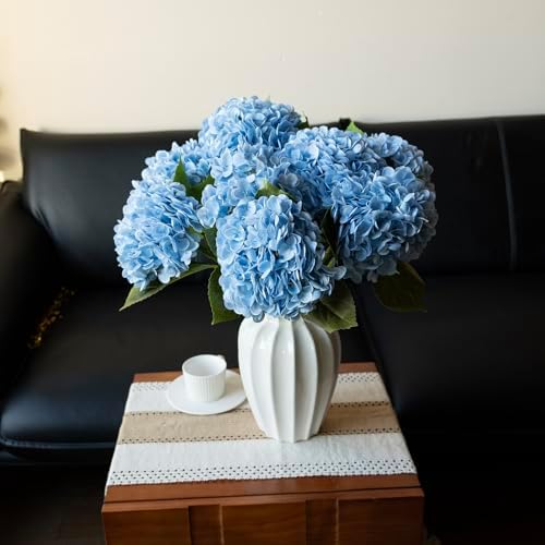 3PCS 22 Inch Realistic Artificial Hydrangea Flowers Blue