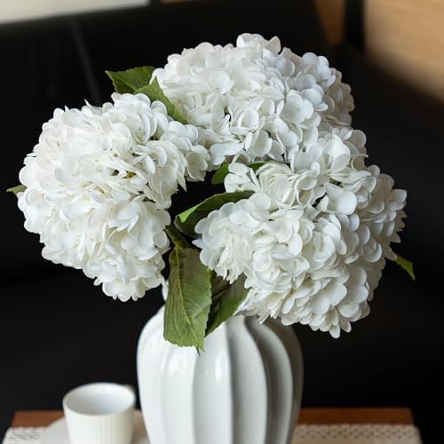 3PCS 22 Inch Realistic Artificial Hydrangea Bouquet White
