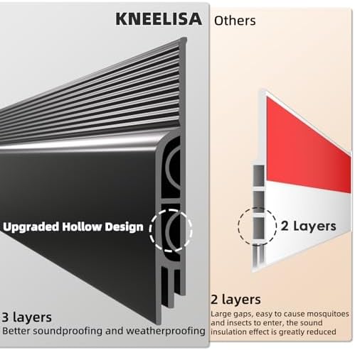 KNEELISA 78 Inch Black Door Draft Stopper Soundproof Seal Strip