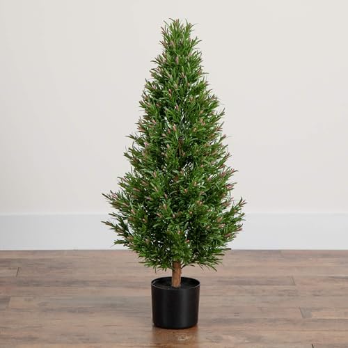 Nearly Natural 3ft UV Resistant Artificial Rosemary Cone Topiary Tree