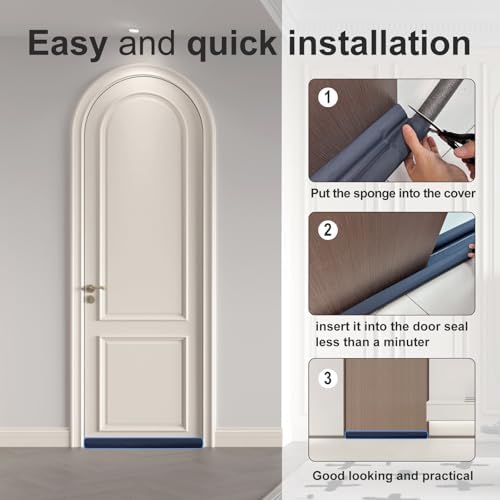 Adjustable Door Draft Stopper Gray 24-38 Inches