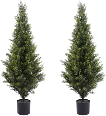 ENGREEN 3FT Artificial Cedar Topiary Trees 2 Pack