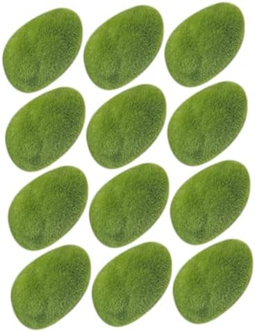 12Pcs Artificial Mossy Stone Props for Garden and DIY Crafts