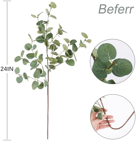 Beferr 6Pcs Artificial Eucalyptus Stems for Vase Decorations