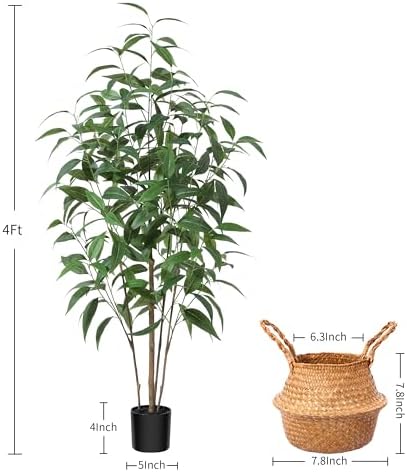 Ferrgoal 4 Ft Artificial Eucalyptus Tree in Pot