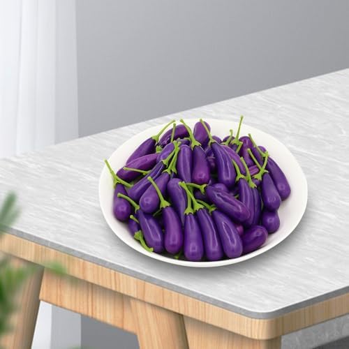 60 PCS Fake Eggplant Mini Artificial Vegetables Decor