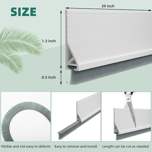 Vannesse Door Draft Stopper with Brush 39 Inch 2 Pack