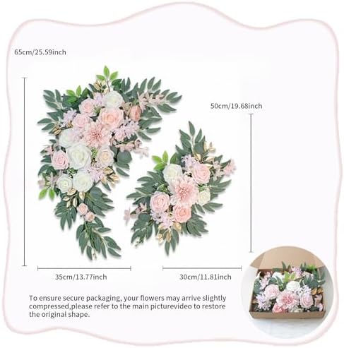 Pack of 2 Artificial Wedding Arch Flowers Light Pink
