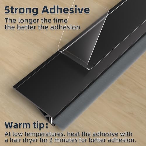 39 Inch Door Sweep with Brush and Adhesive Seal Black