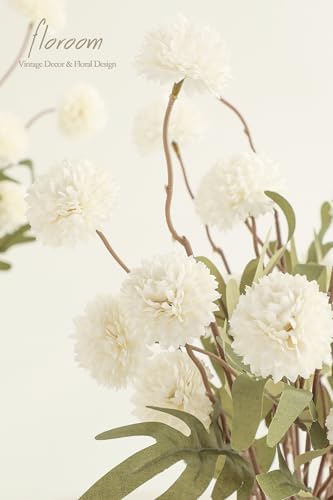 Floroom 5pcs Faux Silk Pompon Mums Artificial Flowers