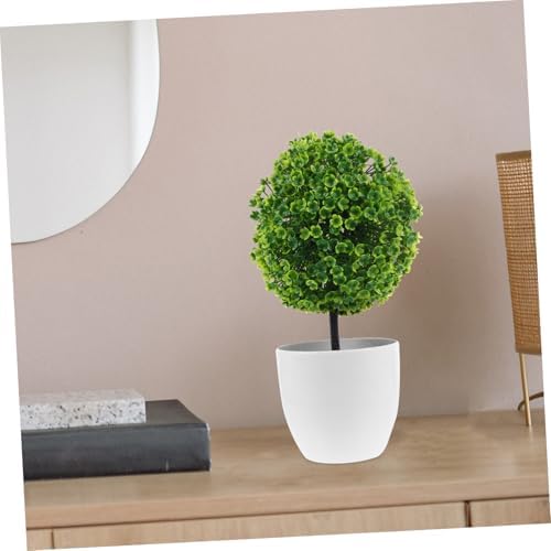 2Pcs Green Plastic Flower Ball Artificial Topiary Decor