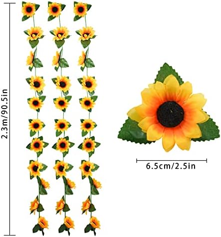 Uieke 3 Pack Artificial Sunflower Garland