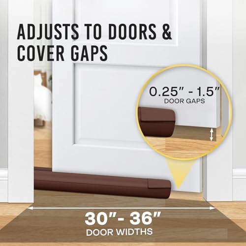 Comfyanno Under Door Draft Stopper - Brown 30 to 36 Door Fit