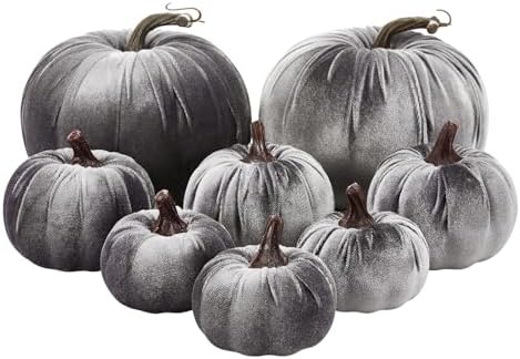 8Pcs Halloween Pumpkin Decorations Velvet Mini Pumpkins