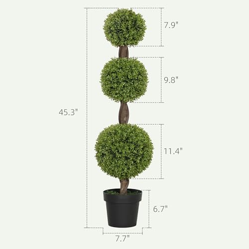 HOMCOM Artificial Topiary Plants Set of 2 Green Indoor Outdoor