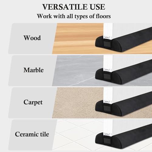 Fowong Under Door Draft Stopper Black Adjustable 30-36 Inch