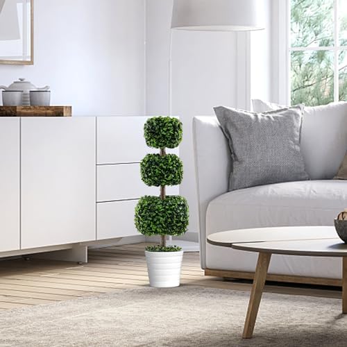 GOFLAME 35 Inch Artificial Boxwood Topiary Tree