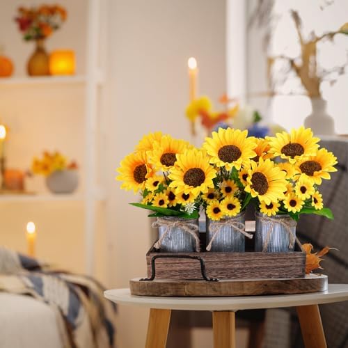 Winlyn 3 Piece Artificial Sunflower Farmhouse Decor Set