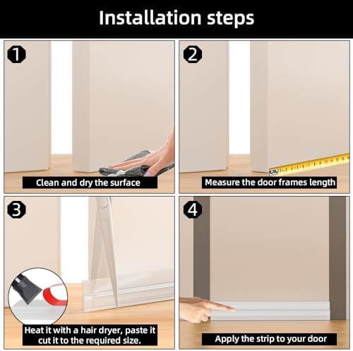 Ormein Door Draft Stopper 39 Inch Transparent Adjustable Seal