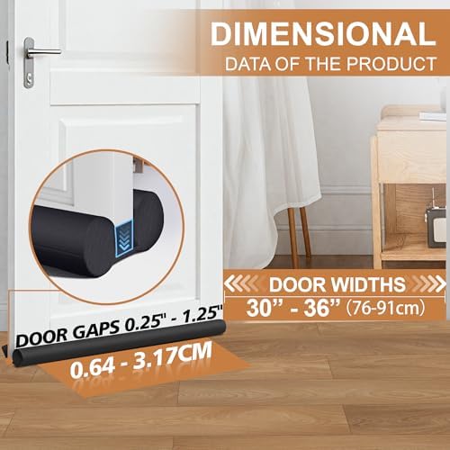 2 Pack Door Draft Stopper Adjustable 30-36 Inch Noise Sound Reduction