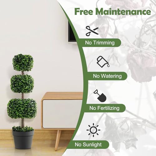 Goplus 35 Inch Artificial Boxwood Topiary Tree
