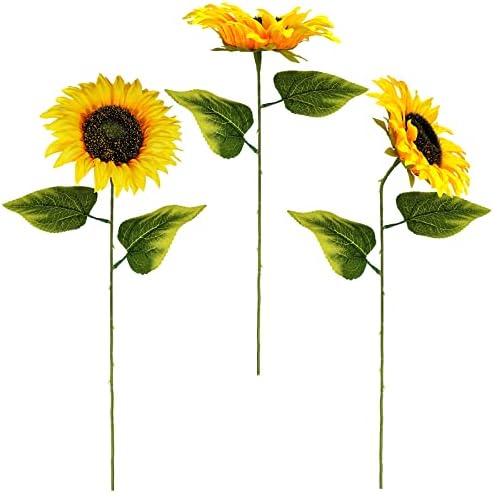 Winlyn 9-Pack Artificial Sunflower Stems for Vase Bouquets Centerpieces