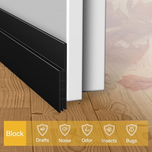 2 Packs Door Draft Stopper Black 393 Inch Weather Stripping Seal