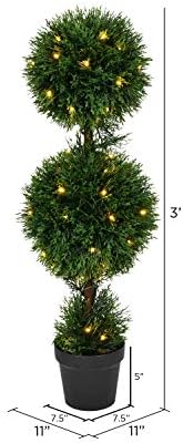 Vickerman 3 Foot Tall Artificial Cedar Topiary Pre-Lit Double Ball Tree