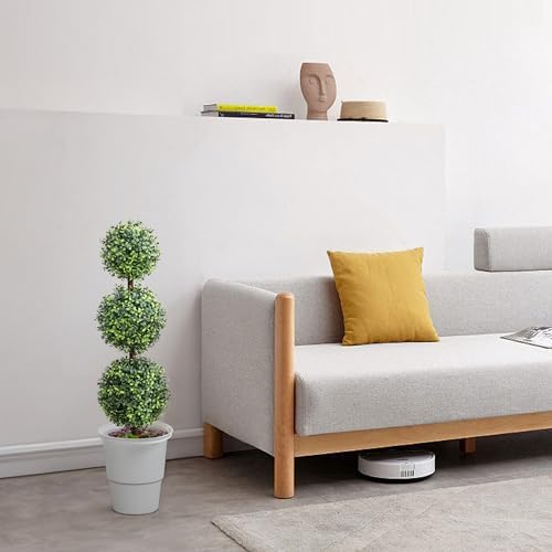 35 Inch Artificial Triple Ball Boxwood Topiary Tree Set of 2
