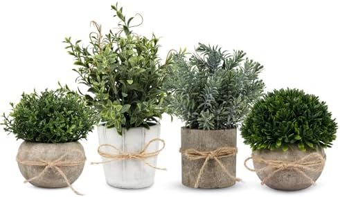 4 Pack Small Artificial Plants for Indoor Decor