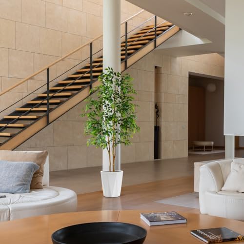7ft Artificial Ficus Tree with Basket for Home Decor